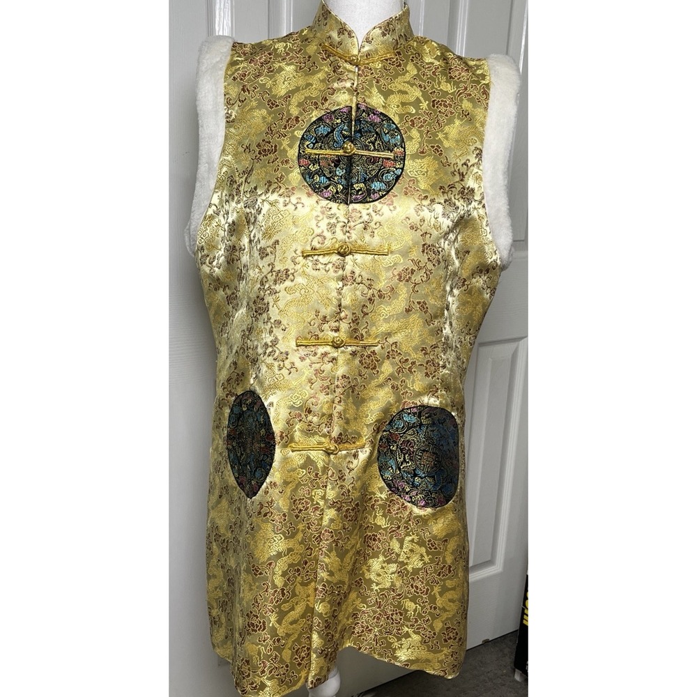 ADH San Francisco Vintage Chinese Cheongsam Silk Blend Vest Womens Size 2XL